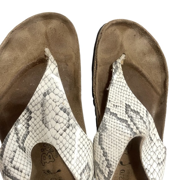 Birki’s By Birkenstock Snake Skin Sandals Size W11 M9 Summer Flats Comfortable - Picture 4 of 13